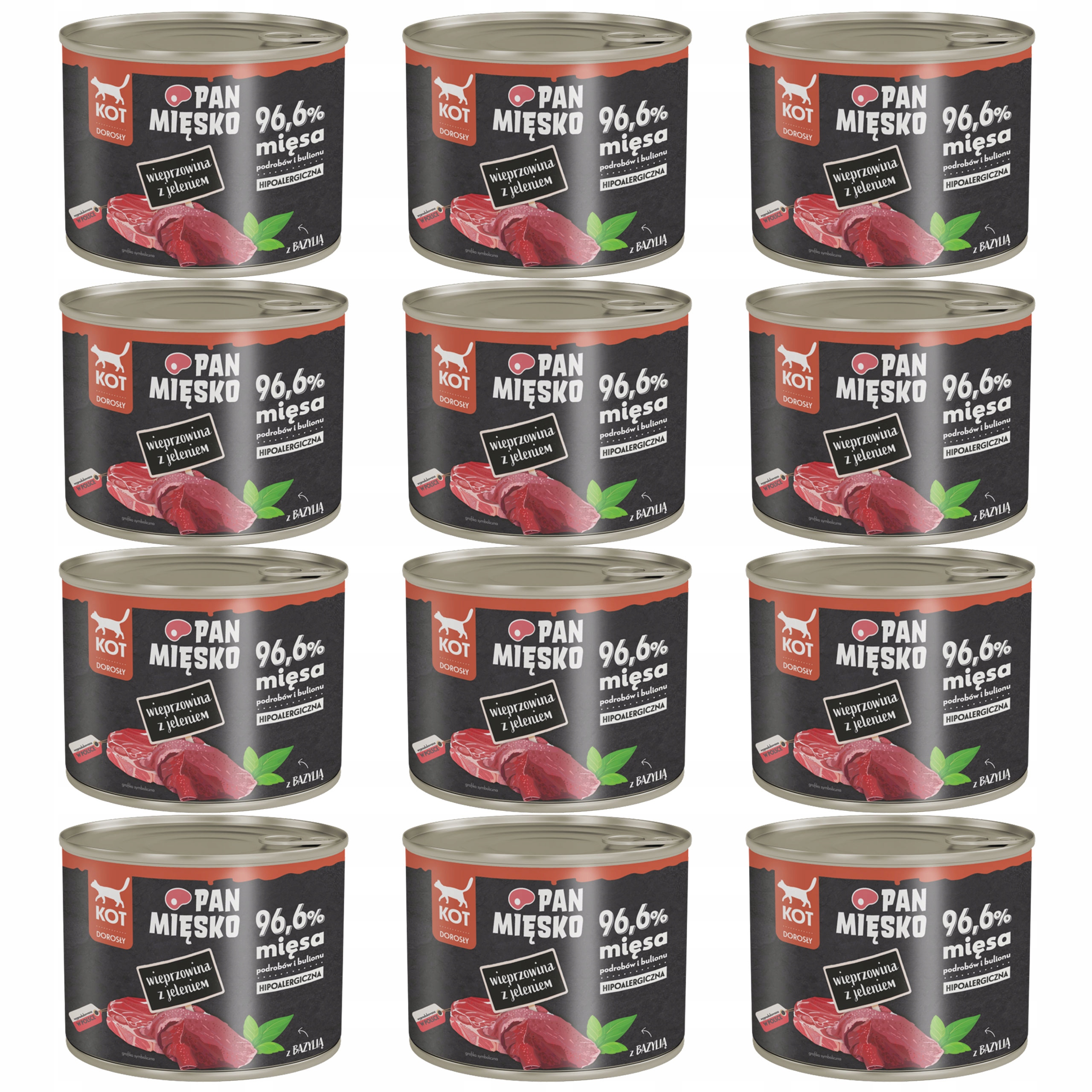 Levně Pan Mięsko Krmivo pro kočky Vepř Jelen 12x200g