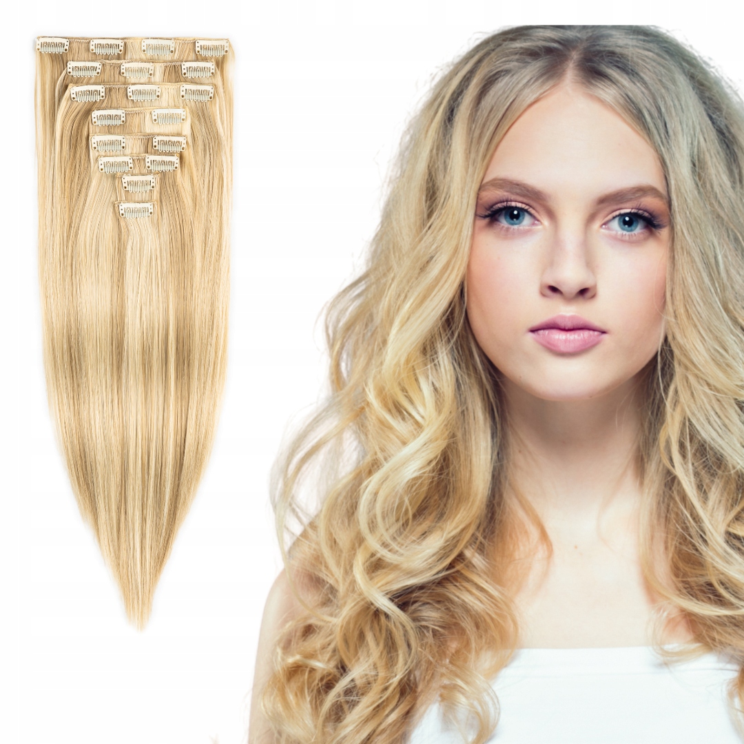 

Dopinane włosy Clip In 8 taśm 150g 47cm #613/24