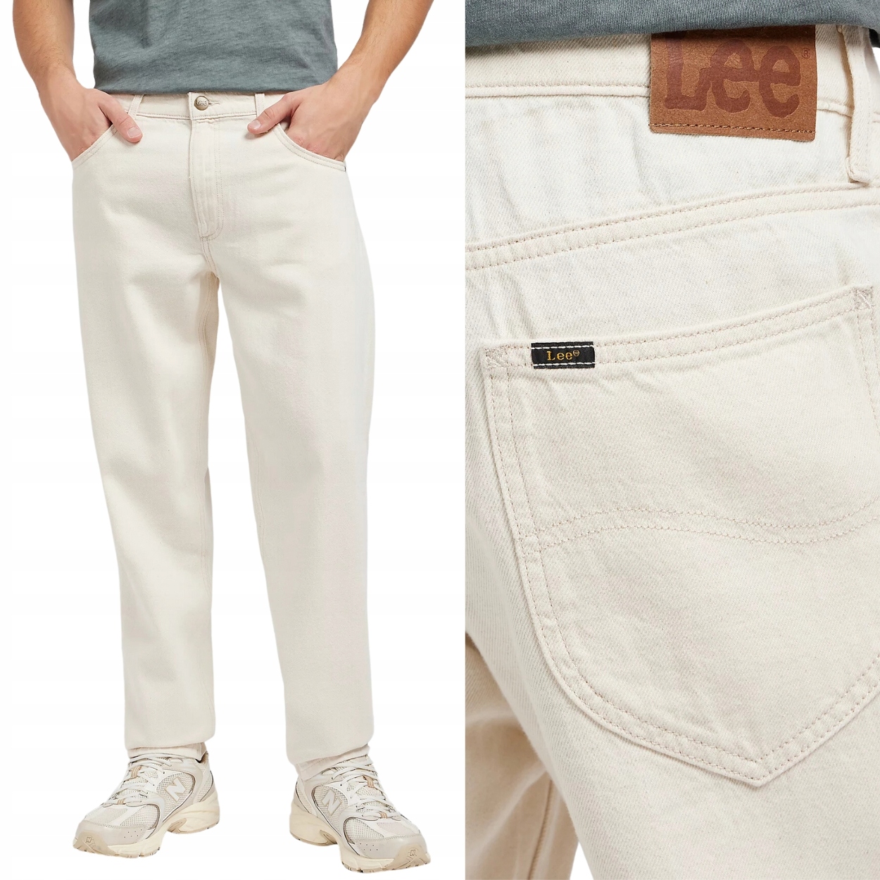 Lee Oscar Off White Hemp Džíny bílé volné zúžené džínové kalhoty W29 L32