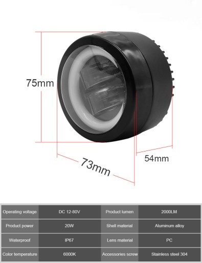 REFLEKTOR HALOGEN LAMPA LED CREE RING MOTOCYKL x2c EAN (GTIN) 6975100988456
