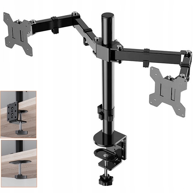 Stolní Stojan Pro 2 Displejery, Nastavitelná Opěrka, Vesa 75X75/100X100