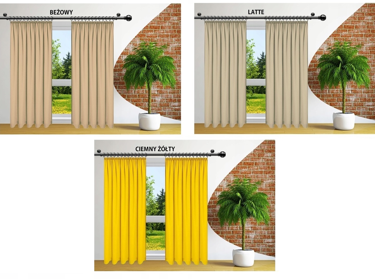 GOTOWE ZASŁONY NA ŻABKI 140x250 ZASŁONA NA TAŚMIE Materiał poliester