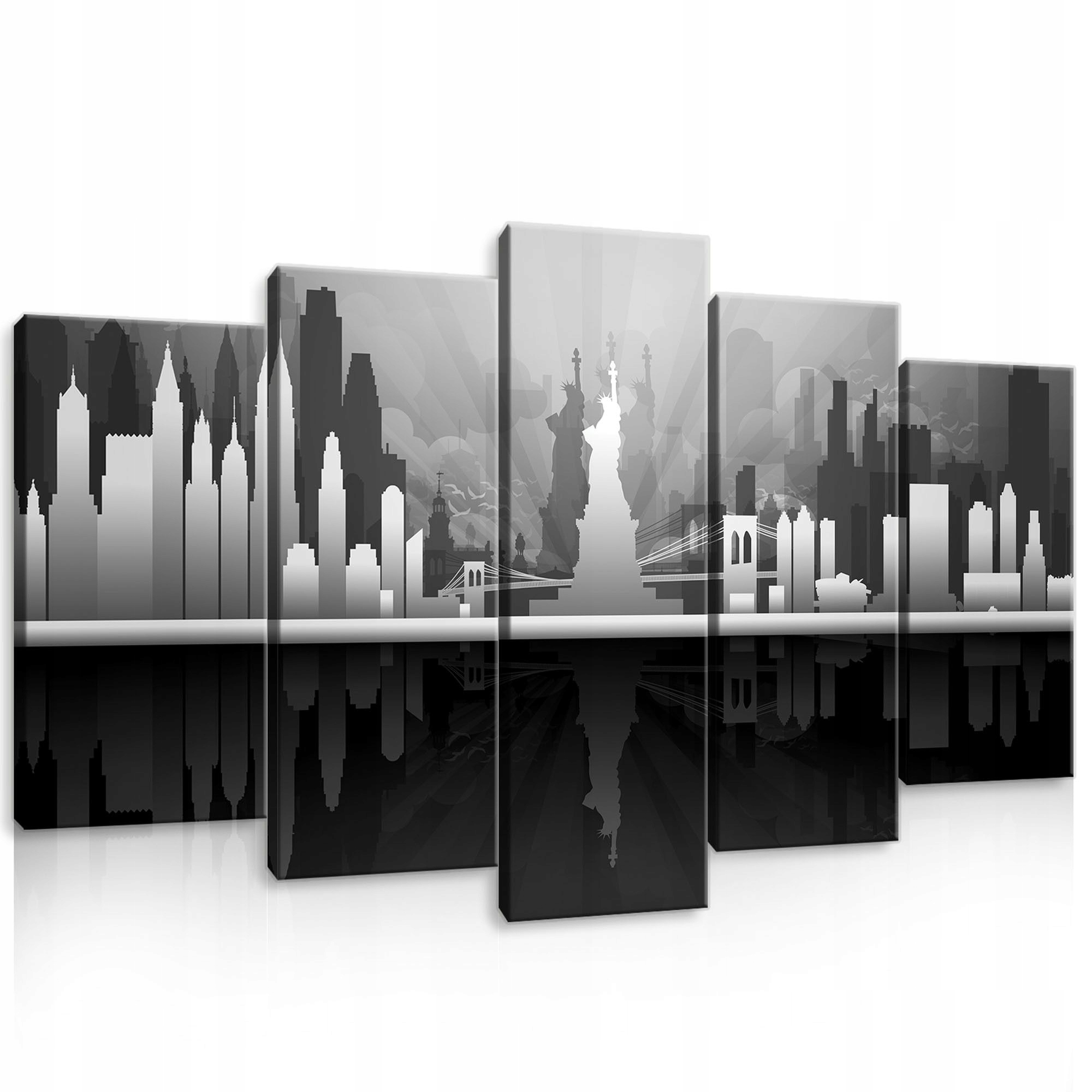 Obraz 100x60 New York Socha svobody panorama města černobílý