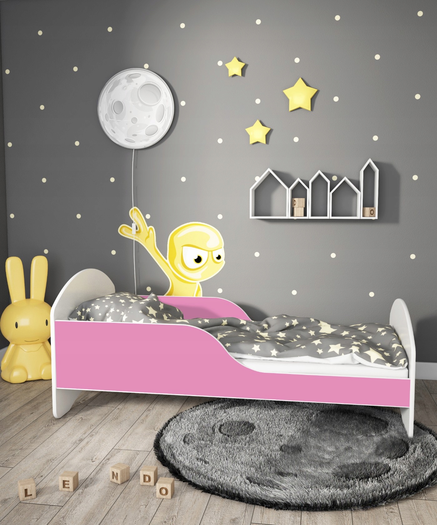 Łóżko dziecięce LEO2 140x70 biało-różowe Stan opakowania oryginalne