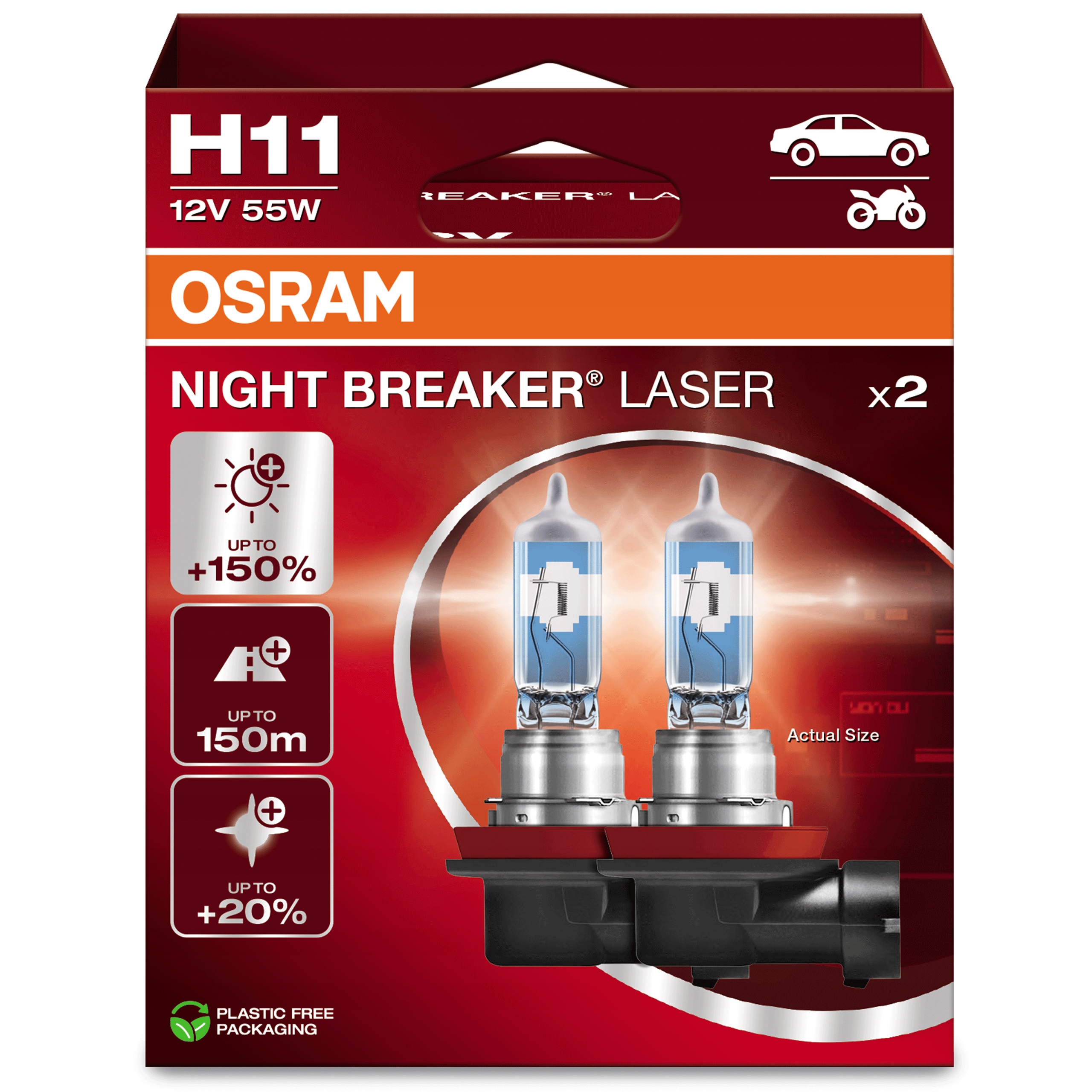 Osram Żarówki Samochodowe H11 Night Breaker Laser +150% +150M