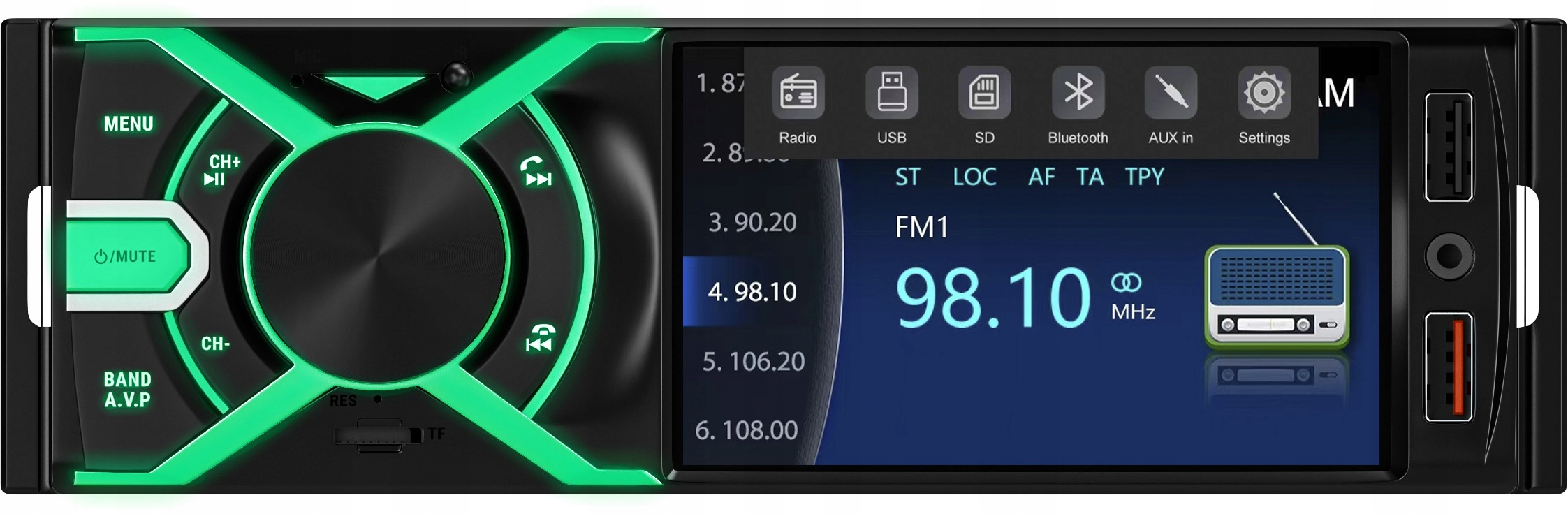 Automobilové rádio Navitel RD9 1DIN LCD 4'' DivX Mpeg Bluetooth Aux Usb
