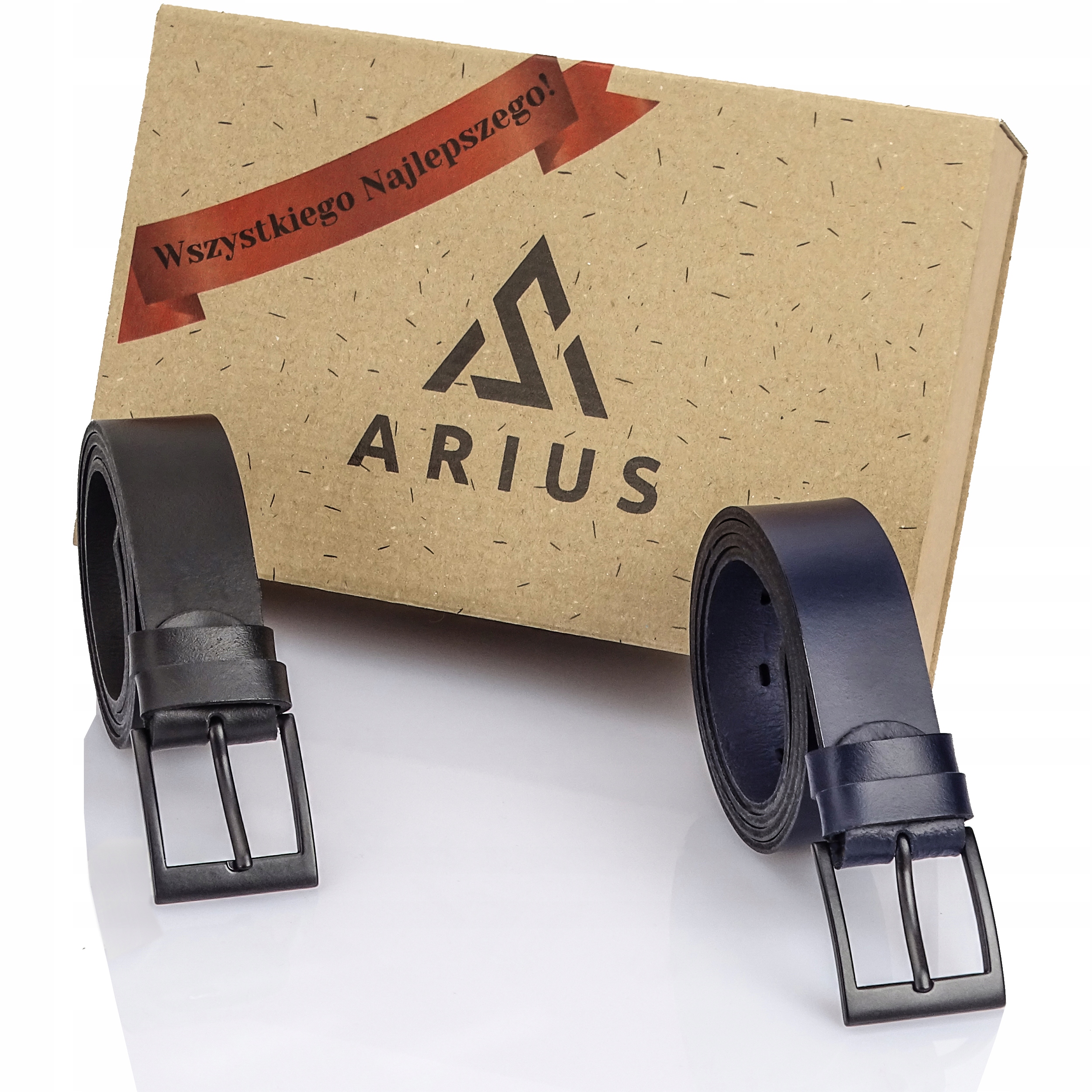 Krabička na všechno nejlepší 2x Pásek Pánský kožený ke kalhotám 110 Arius