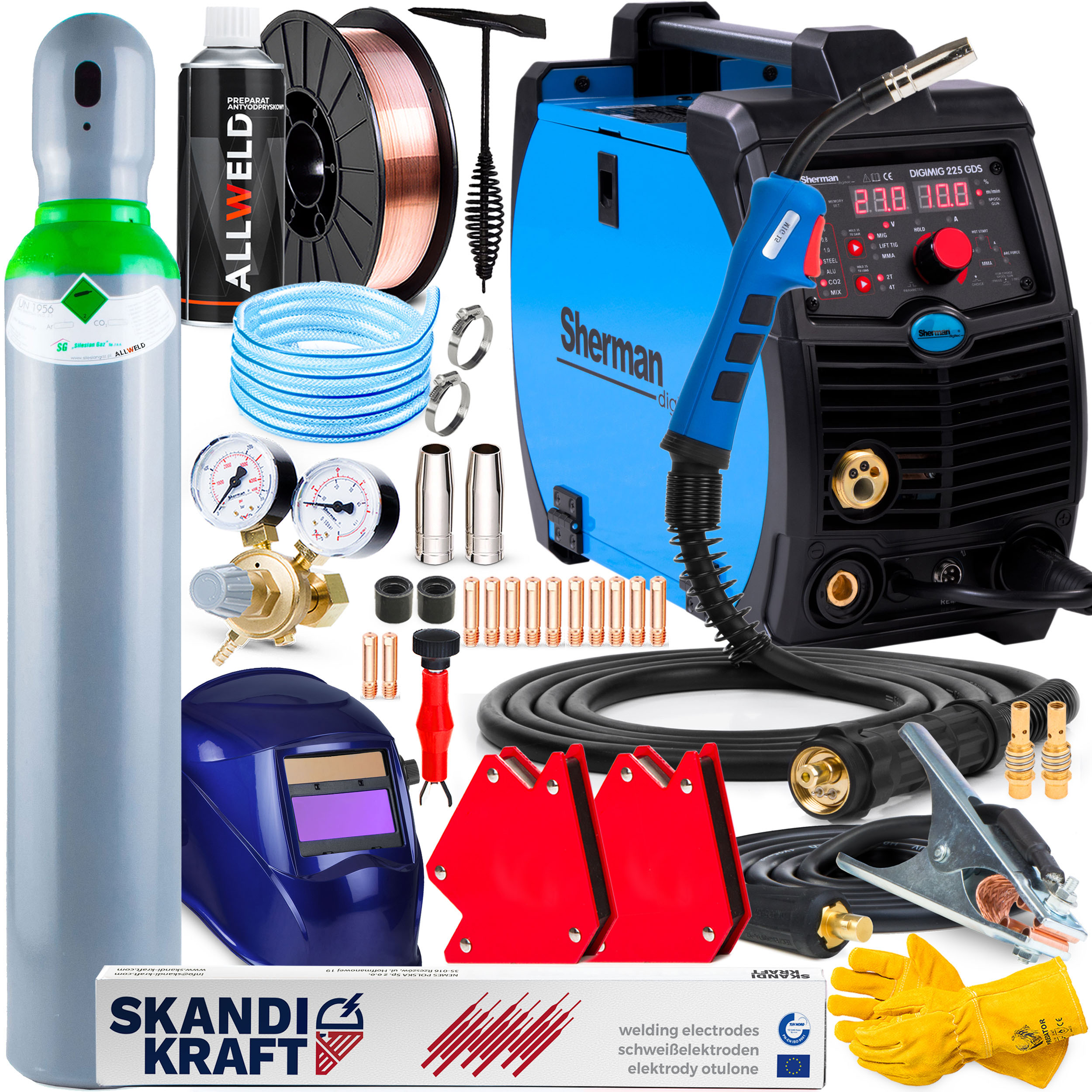 Poloautomatický Svařovací Stroj Sherman Digimig 225 Gds Mig Mag Mma Tig 230V 220A