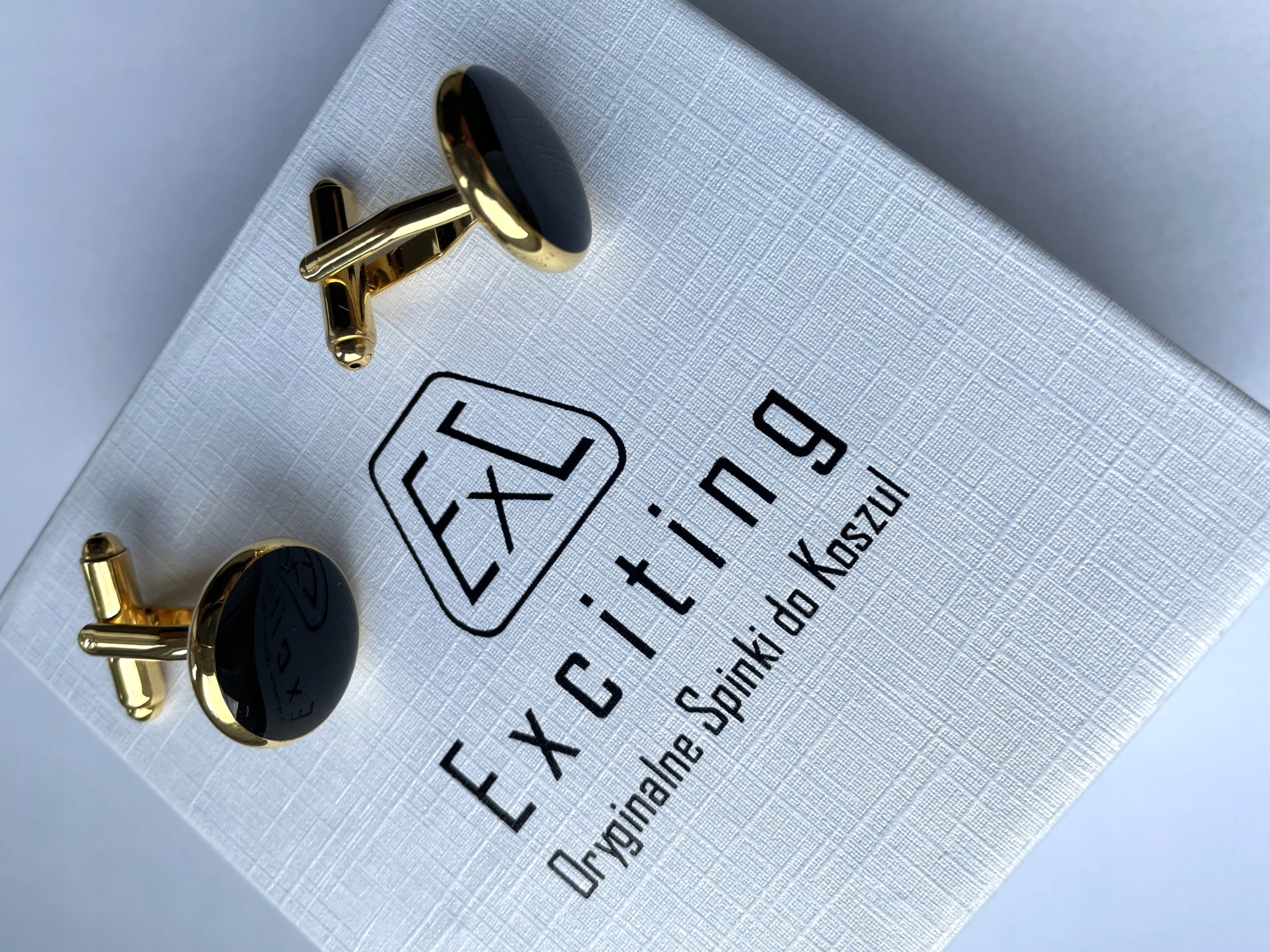 Pánské smokingové manžetové knoflíčky Exc Zlaté Svatební Zlatá a Černý Onyx