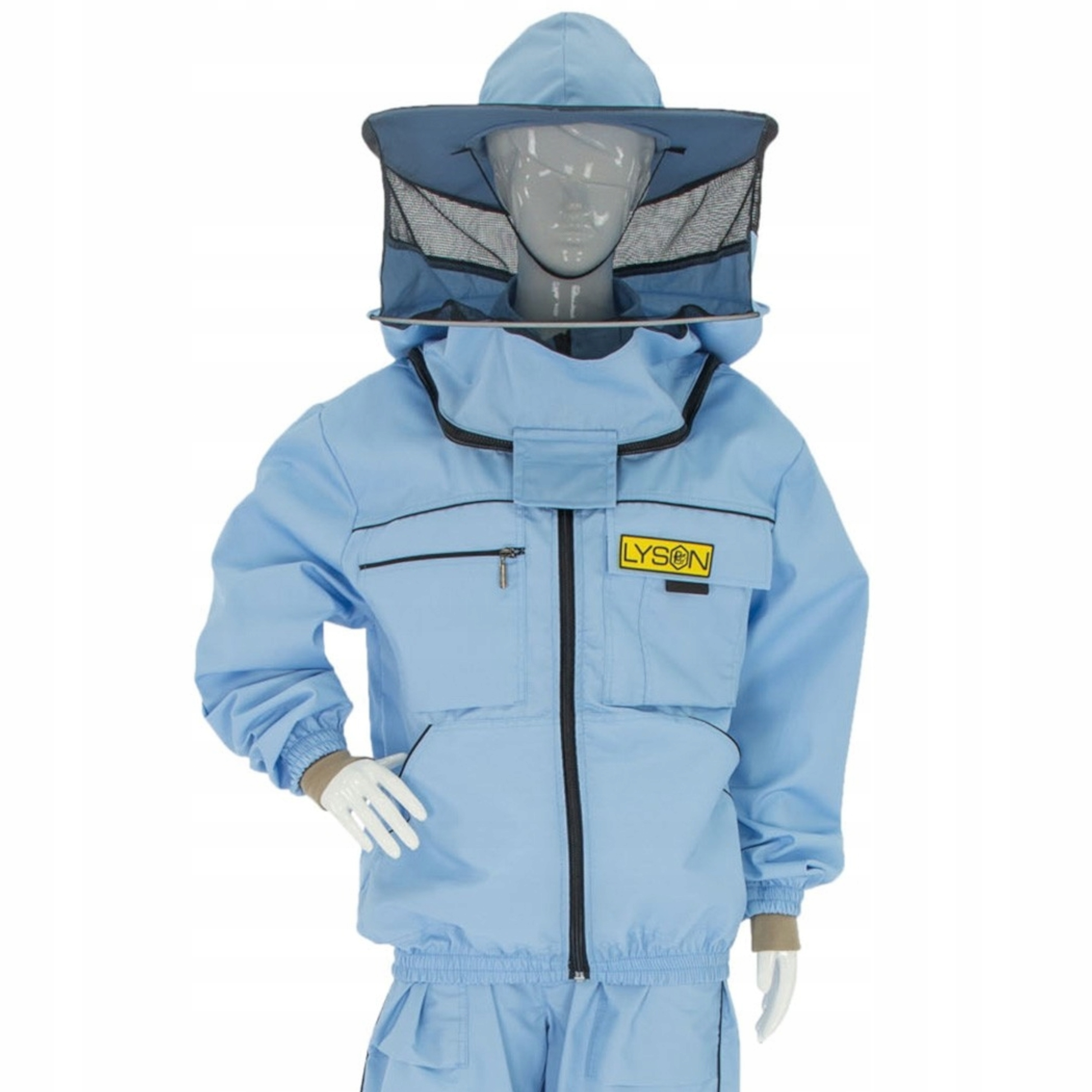 Rozopínateľná včelárska mikina s klobúkom Modrá veľkosť M