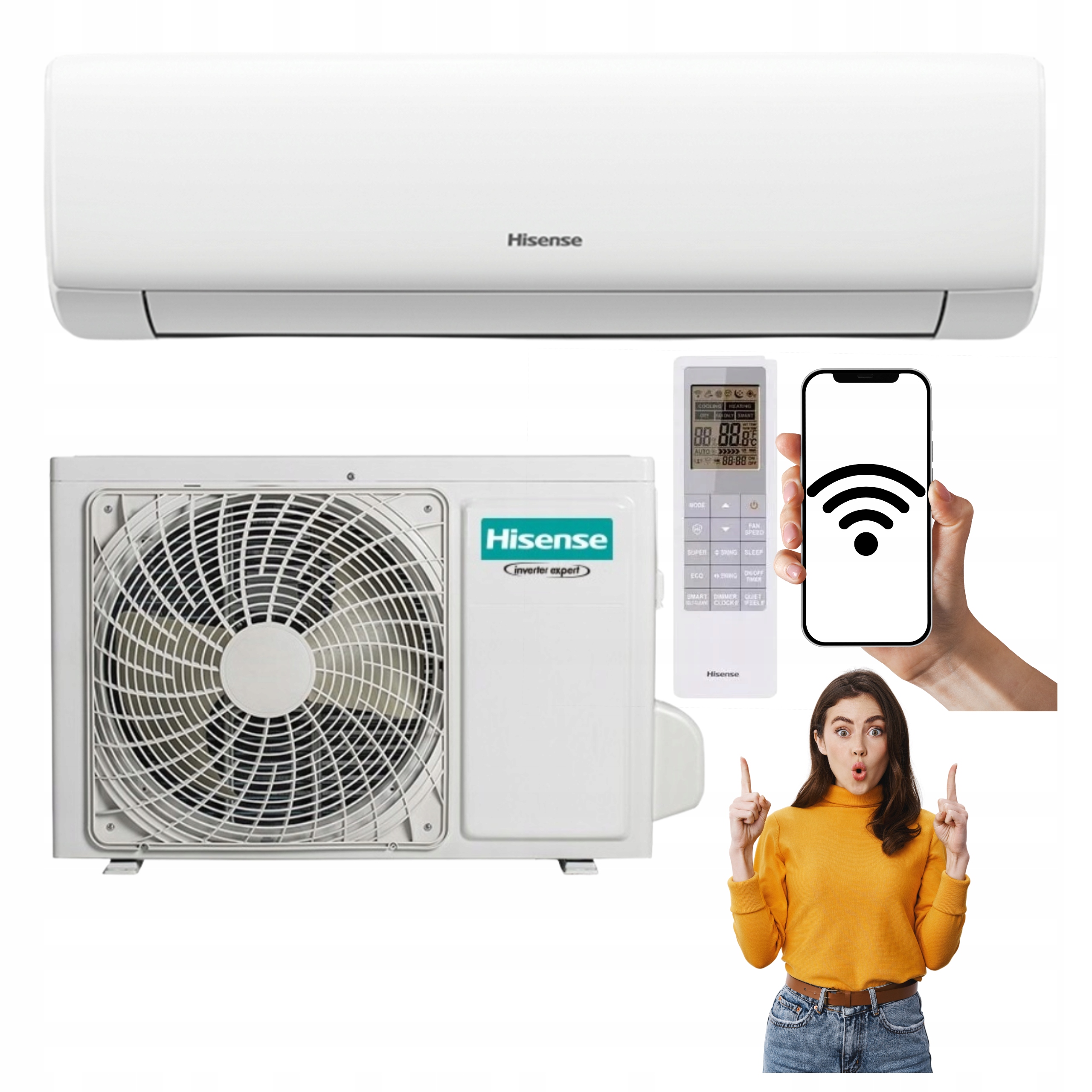 Nástenný klimatizátor Hisense Wings Comfort 3,2 kW 40 m2 Wifi Výkonná Domáca