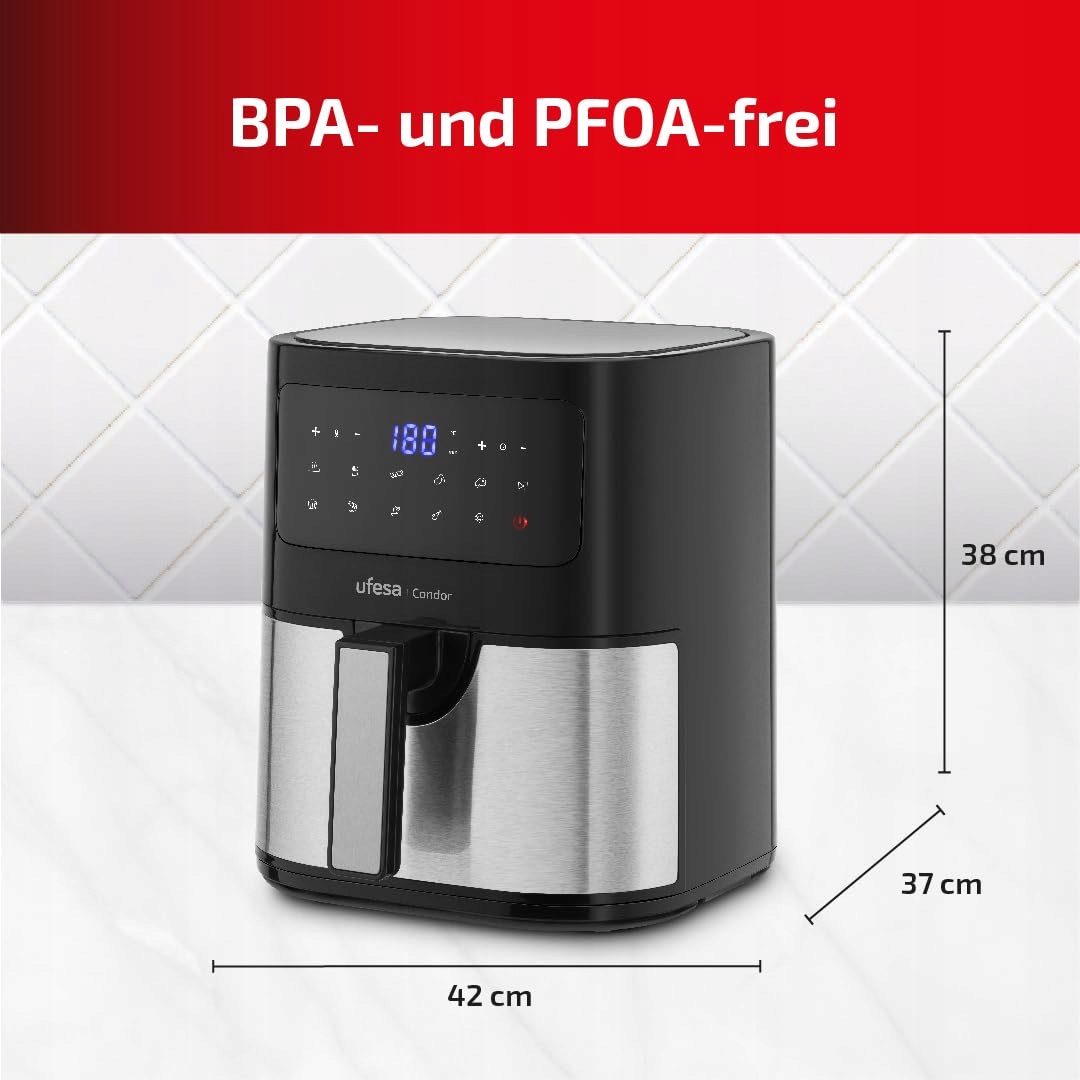 UFESA Condor Frytkownica Beztłuszczowa 4,5L Stal Nierdzewna 1600W — miniatura 2