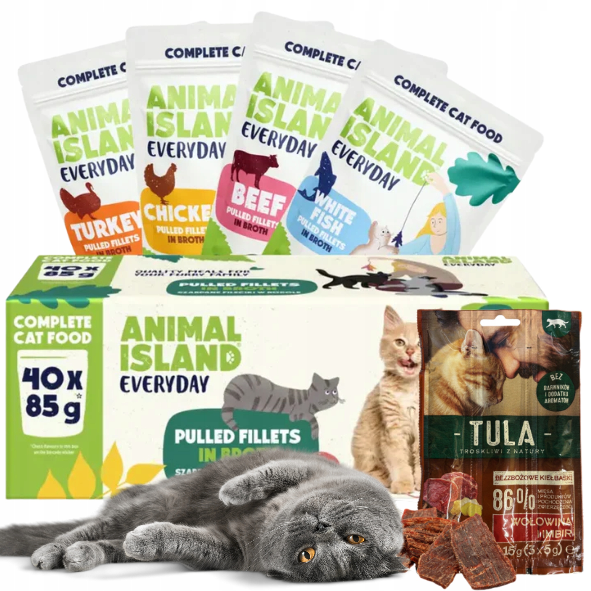 Levně Krmivo pro kočky mokrý kapsička bez obilovin MIX Animal Island 40x85 g