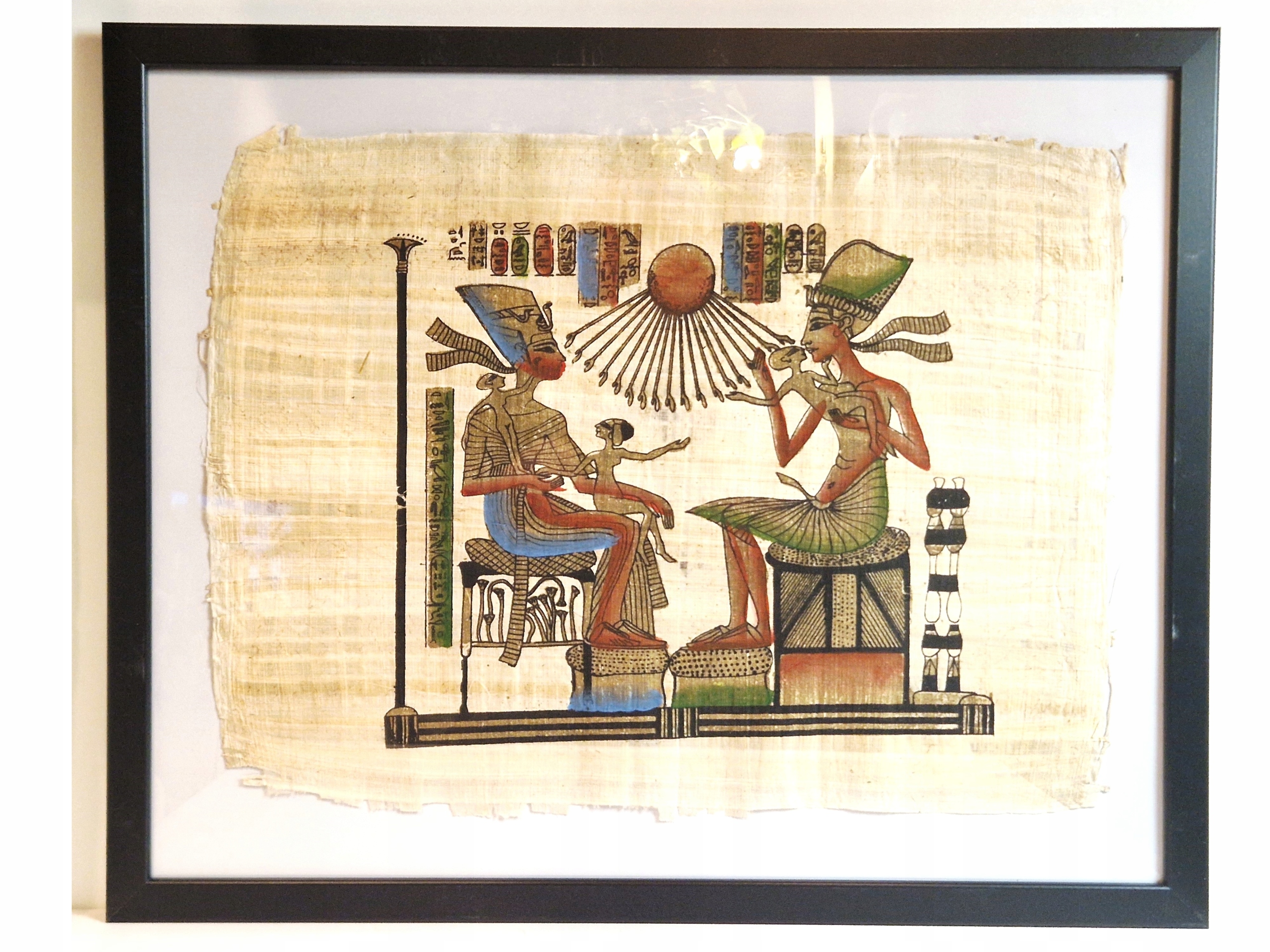 53,0cm x 43,0cm / PAPIRUS - OBRAZ W OSZKLONEJ RAMIE PAMIĄTKA Z EGIPTU 88712