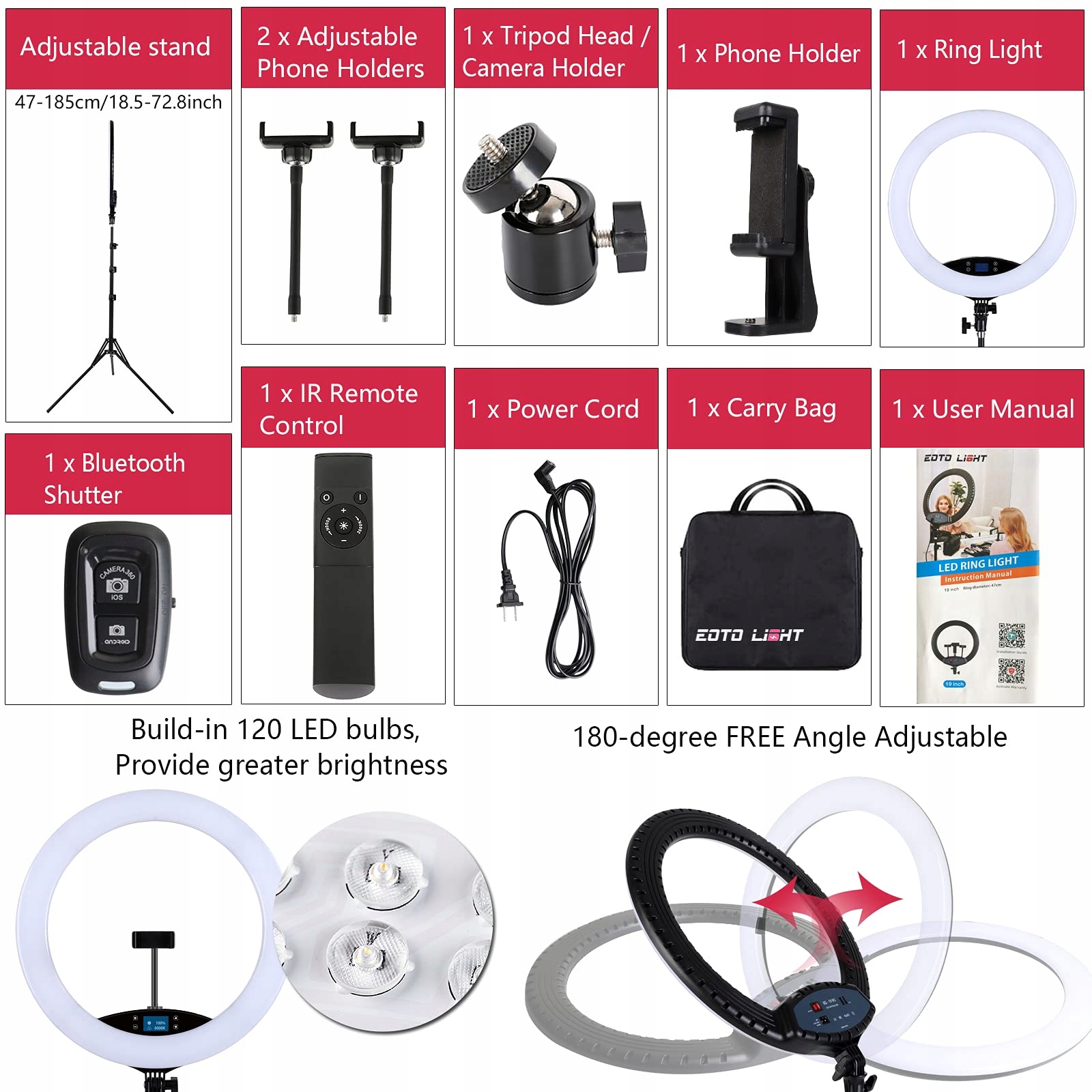 NEUTRAL LED Ring Światło Stojak LCD Dotykowe Regulowane Do Makijażu Vlogów — miniatura 5