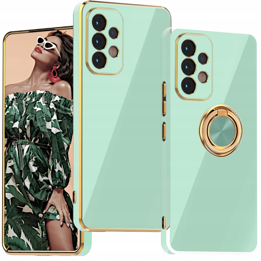 Etui do Samsung A32 4G SILICONE GLAMOUR + RING Kolor turkusowy