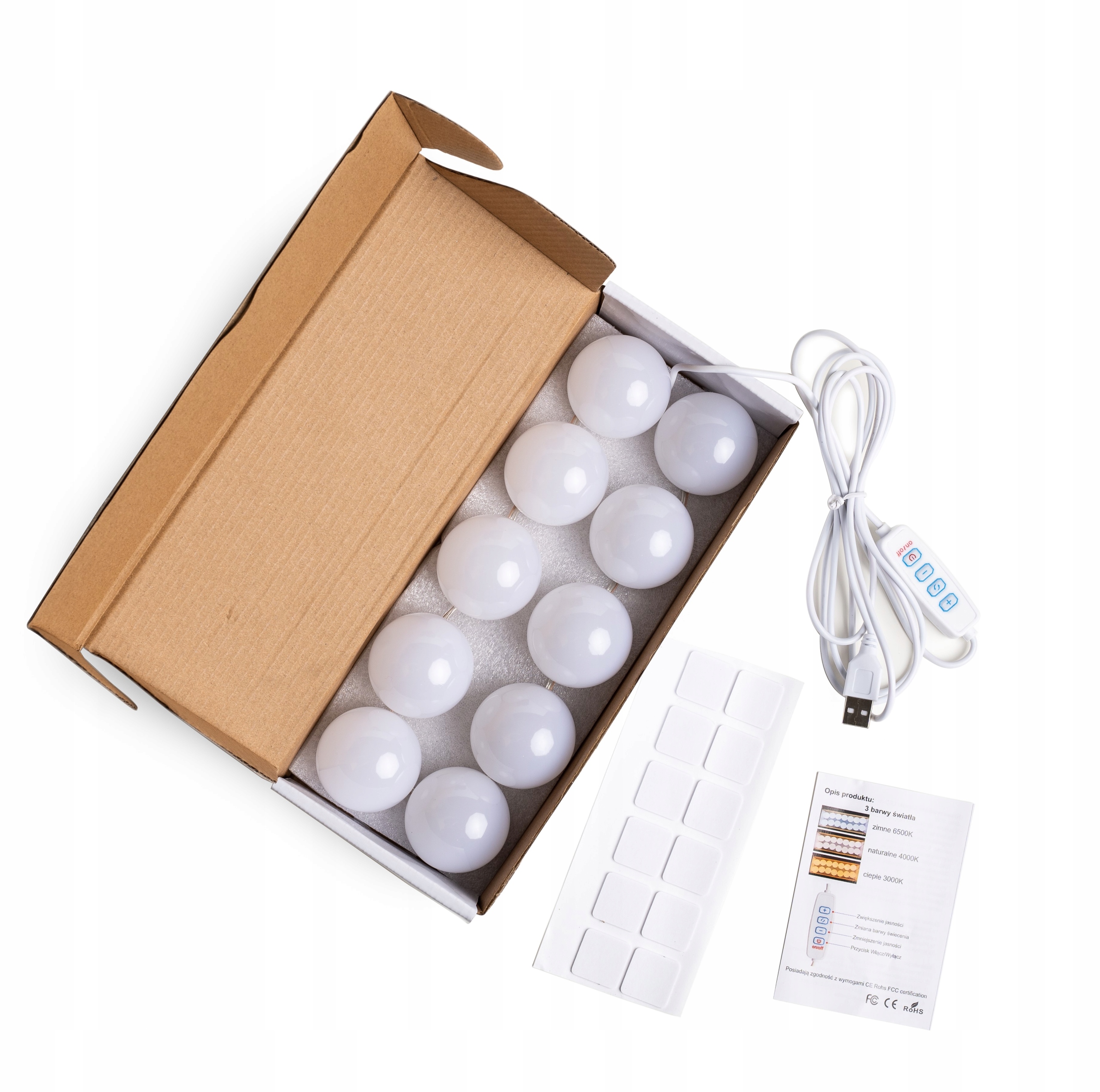 LAMPKI ŚWIATEŁKA LED NA LUSTRO DO TOALETKI MAKIJAŻ REGULACJA BARWY JASNOŚCI Marka inna