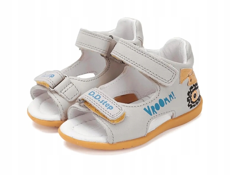 Sandałki skórzane D.d.step G075-51868A Light Grey na rzepy 19