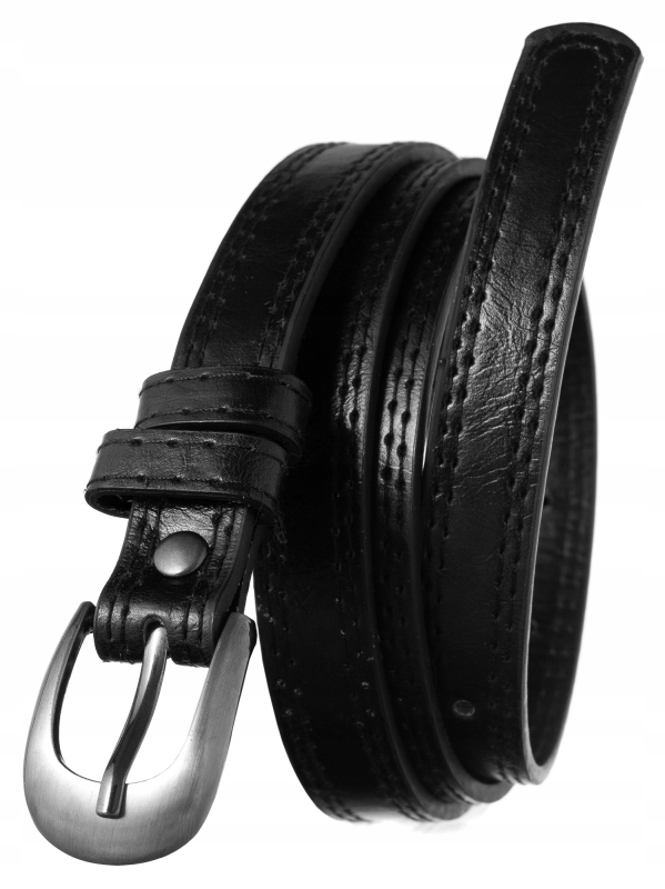 

Skórzany wąski pasek damski skóra czarny Cavaldi