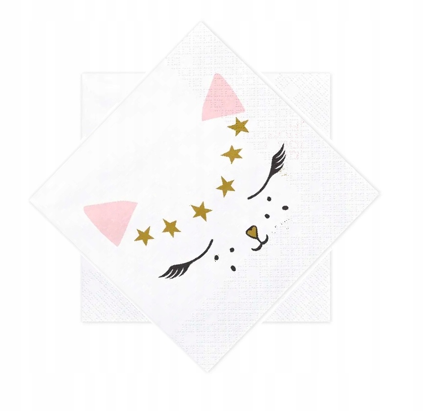 Serwetki z Kotkiem Kotek 33x33cm białe na urodziny