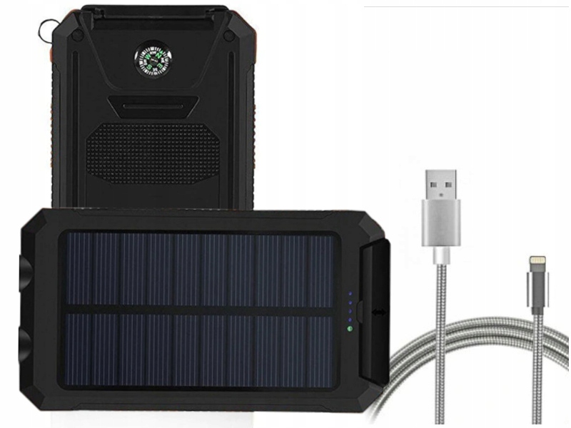 Solární powerbanka Solární baterie Lightning kabel