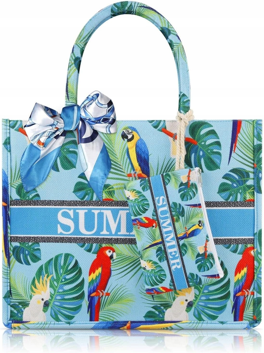 Torba plażowa z portfelem saszetką poliester + chustka apaszka gratis