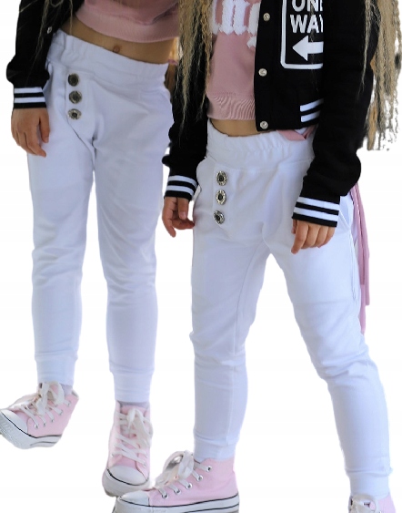 

Qba Kids | Białe spodnie z guzikami Pl 140