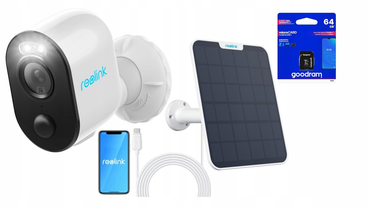 Kamera Reolink Argus B330 5MP batéria Solárny Panel Karta 64GB