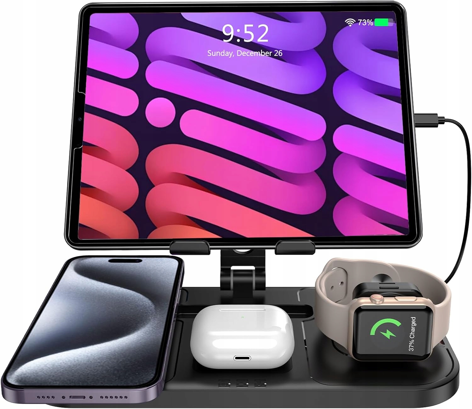 Ładowarka Indukcyjna 3w1 Qi Do iPhone Apple Watch AirPods Składana