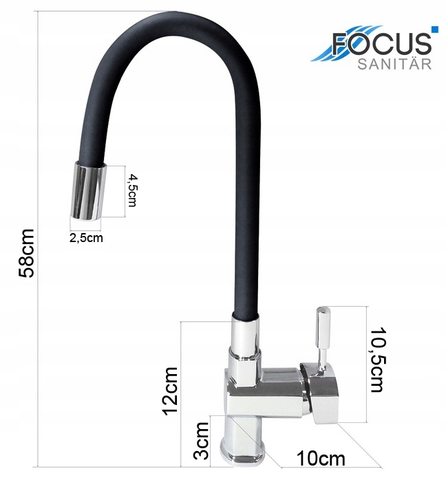 BATERIA KUCHENNA CZARNA WYLEWKA KRAN Z WYLEWKĄ ELASTYCZNA ZLEWOZMYWAKOWA Typ montażu stojąca