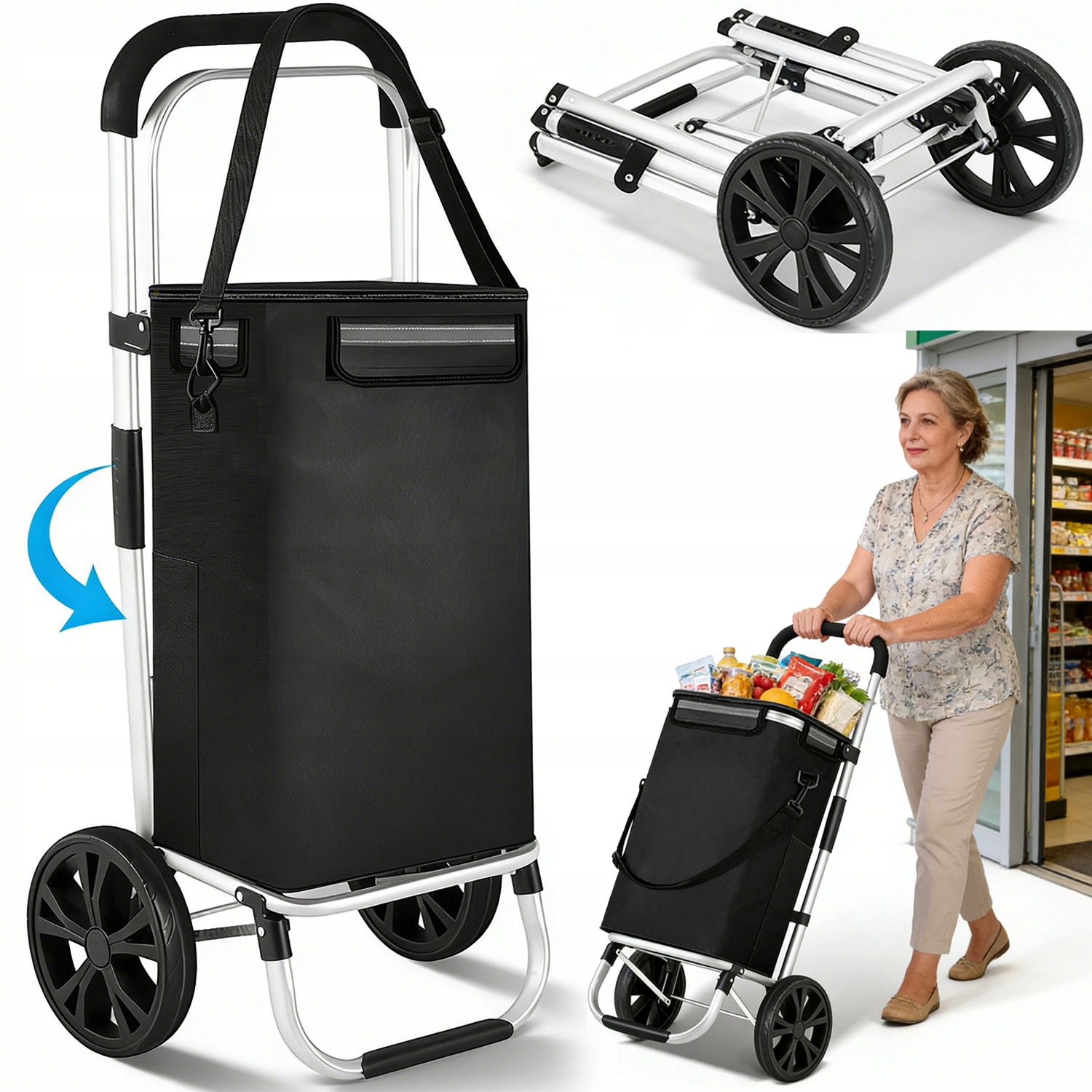 Nákupní Vozík Nákupní Taška Na Kolečkách Pevná, Pevná, Skládací, Hliníková, Lehká