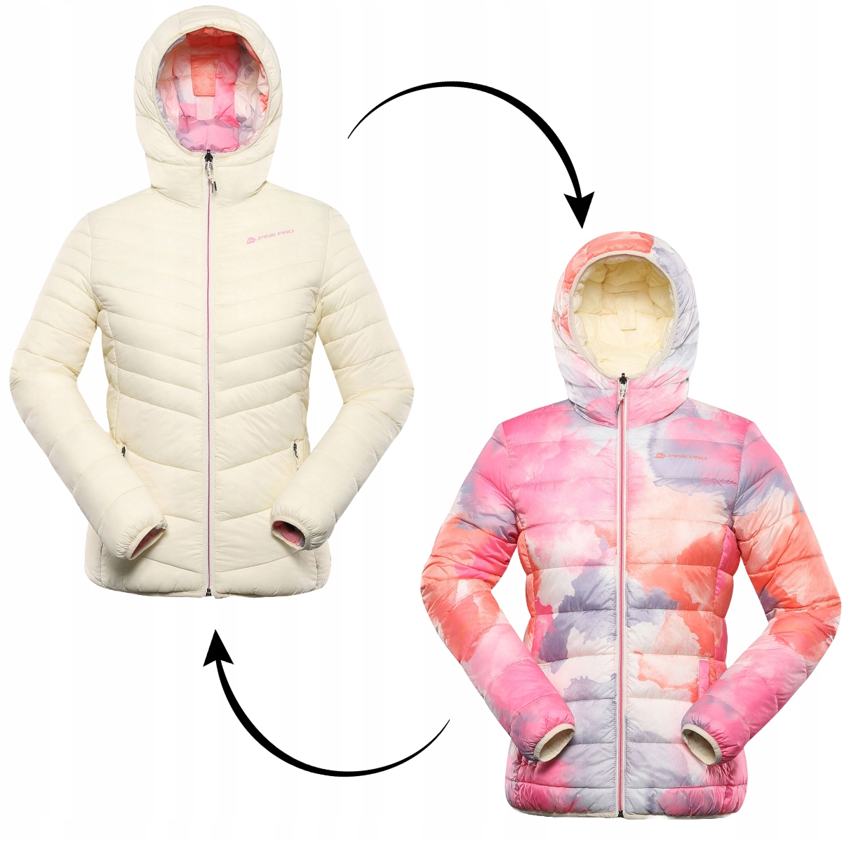 Alpine Pro Kurtka damska ocieplana dwustronna Eroma kremowy r.XS