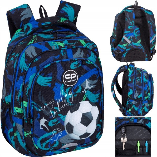 Plecak szkolny dla chłopca klasa 1 4 tornister CoolPack Fast Football Navy