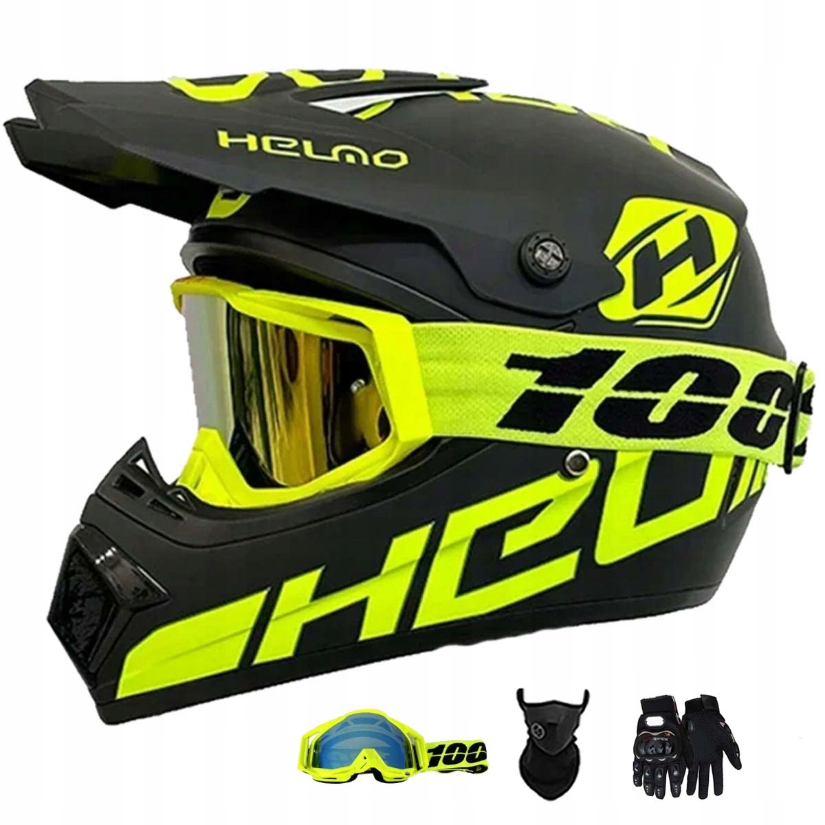 Motocyklová Přilba Lehká Enduro Quada Brýle Rukavice Maska S