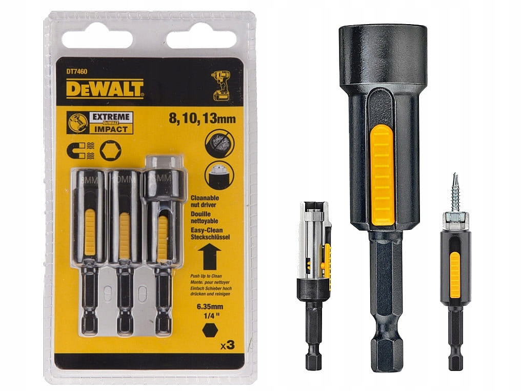 DT7460 DEWALT NASADKI 8 10 13mm SAMOCZYSZCZĄCE