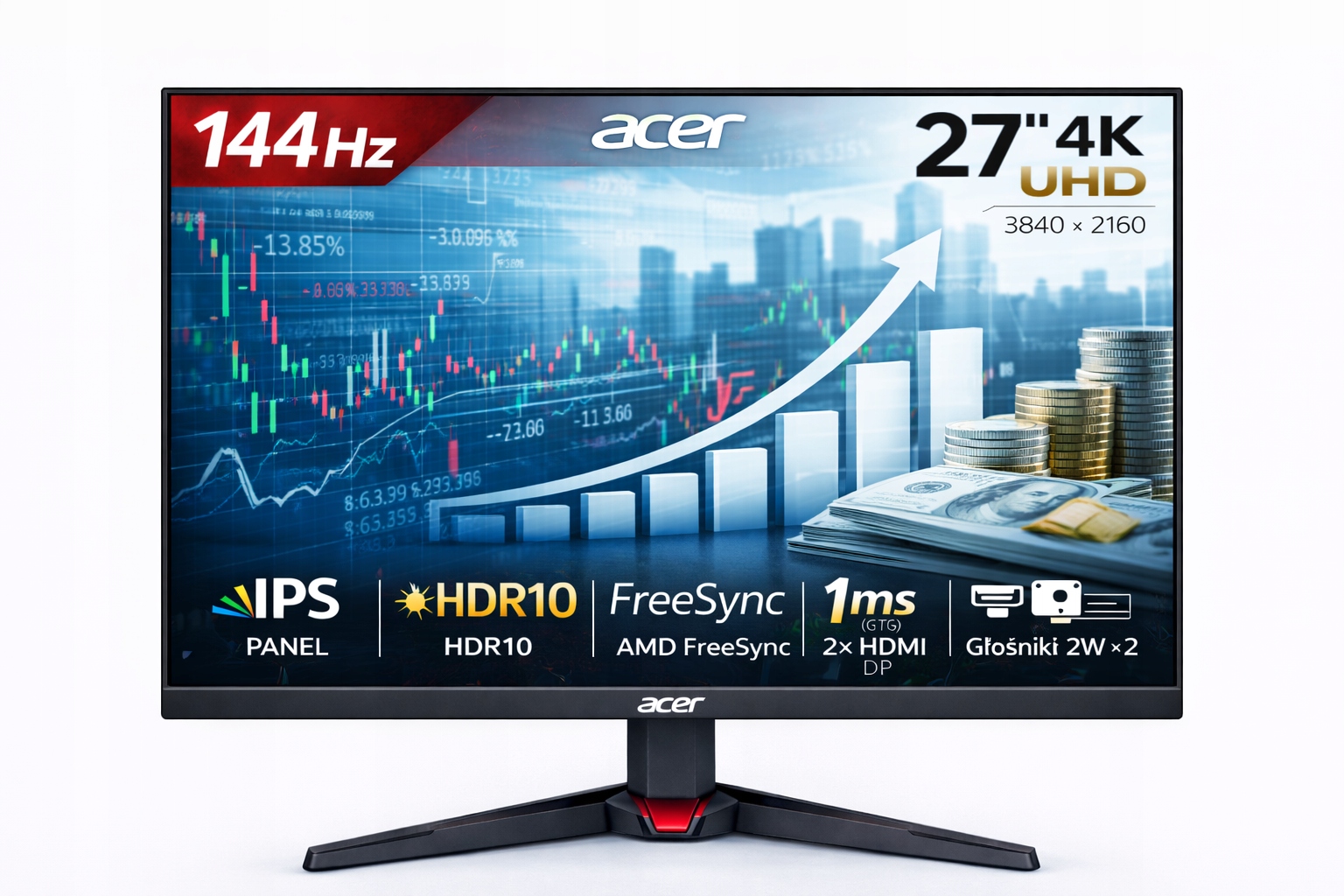 Acer Nitro 27" 4K Uhd Ips Hdr FreeSync 1ms Monitor 144Hz
