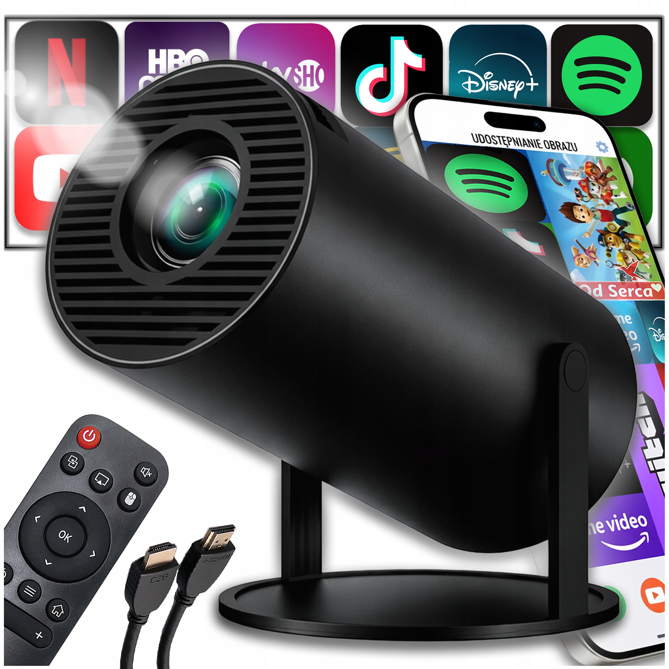 Filmový Projektor Android Projektor Tv Wifi Reproduktor Čierny Diaľkový Ovládač Bluetooth