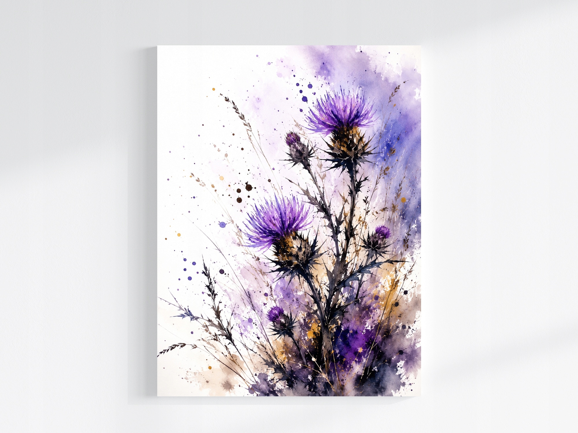 Obraz Na Plátně Canvas Akvarel Příroda Zahrada Louka Květiny Bodlák 60x80