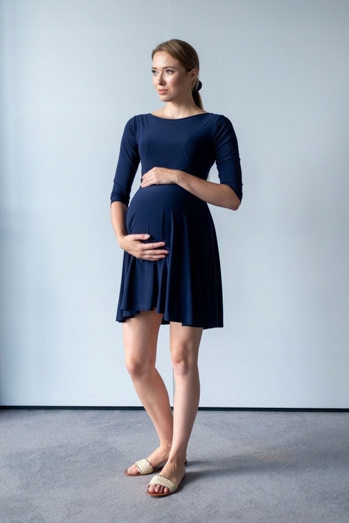 elegantní bavlněné Šaty pro kojící matky, tmavě modré, 130 cm