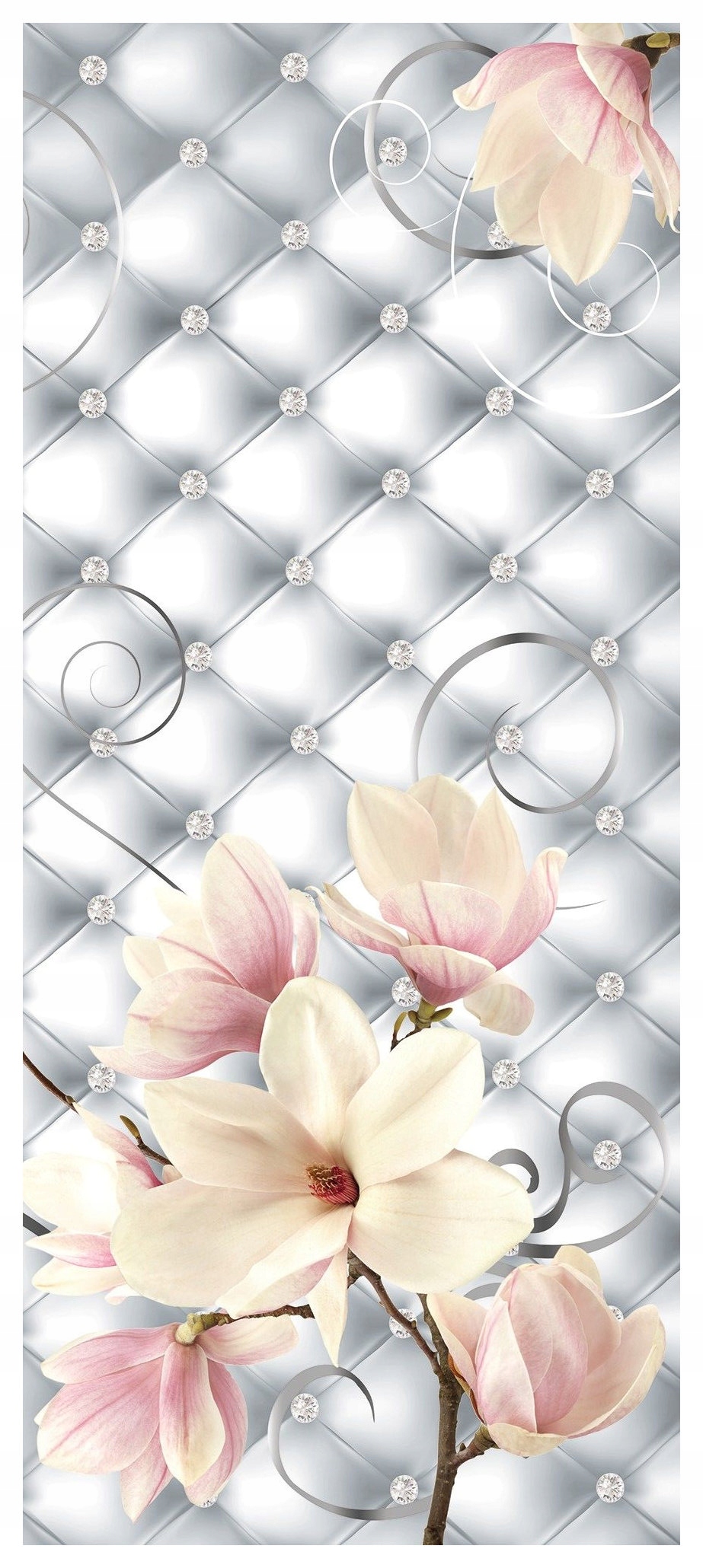 Fototapeta flizelina Magnolie stříbrné pozadí diamantový steh 91x211 lepidlo