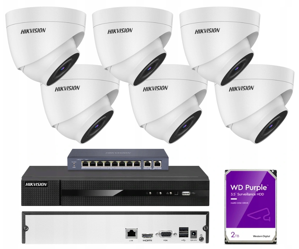 Zestaw Monitoringu 6x 4Mpx Rejestrator HWN-4108MH