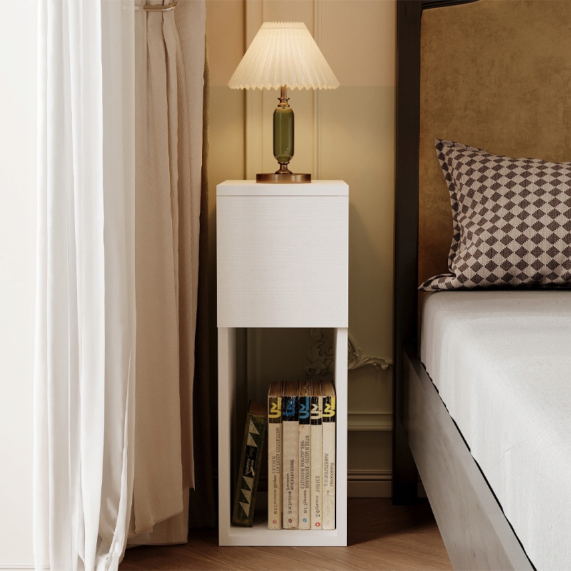 SZAFKA NOCNA BIAŁA Z SZUFLADĄ STOLIK Z PÓŁKĄ NOWOCZESNY LOFT DO SYPIALNI Marka Rebiko