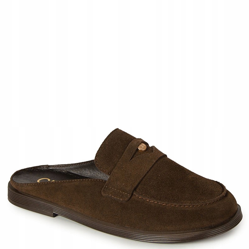 CheBello 4999 Hnědé Kožené Semišové Nazouváky 38