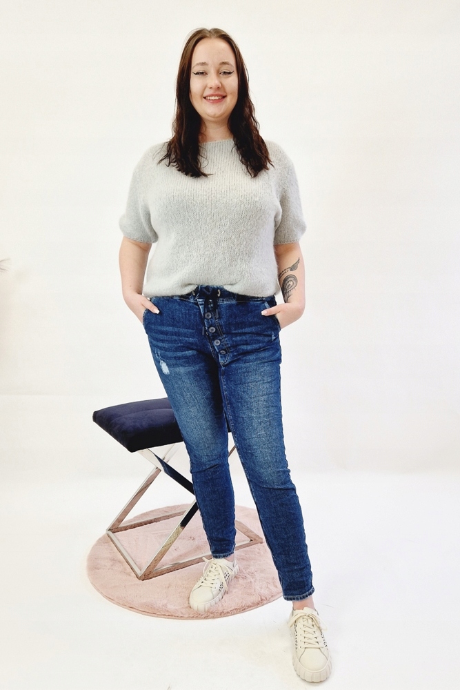 Džíny s vysokým pasem, džínové, velikost M