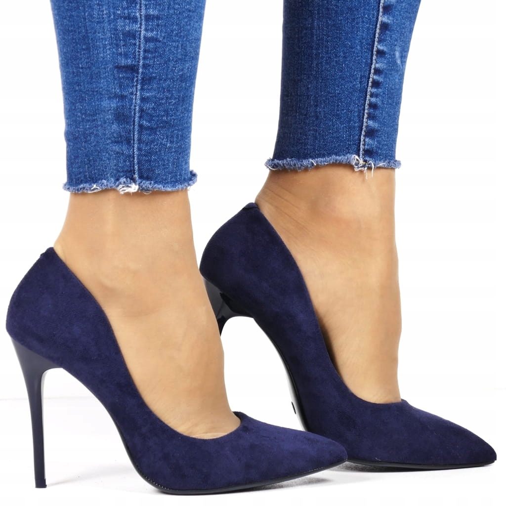 Tmavě Modré Semišové Lodičky Vysoké Hot Model Lodičky Pohodlné Klasické 39
