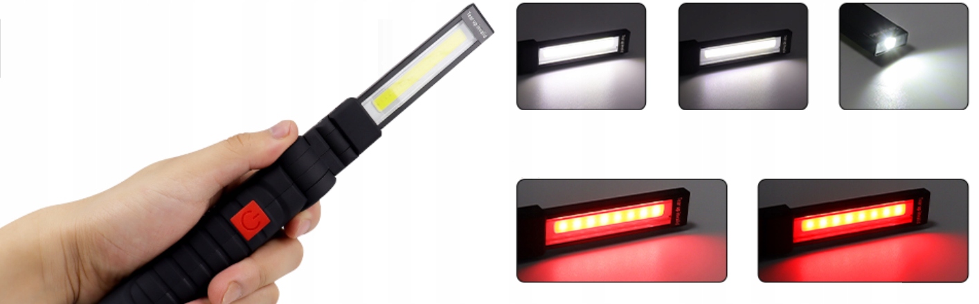 LAMPA WARSZTATOWA LED COB GARAŻOWA MOCNA SKŁADANA LATARKA Z MAGNESEM + HAK Waga produktu z opakowaniem jednostkowym 0.2 kg