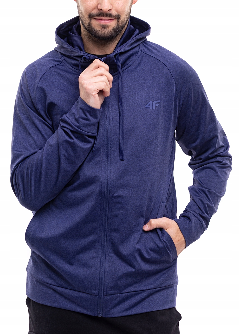 Pánská Mikina S Kapucí 4F Rozepínací sportovní tepláková Tréninková mikina vel S