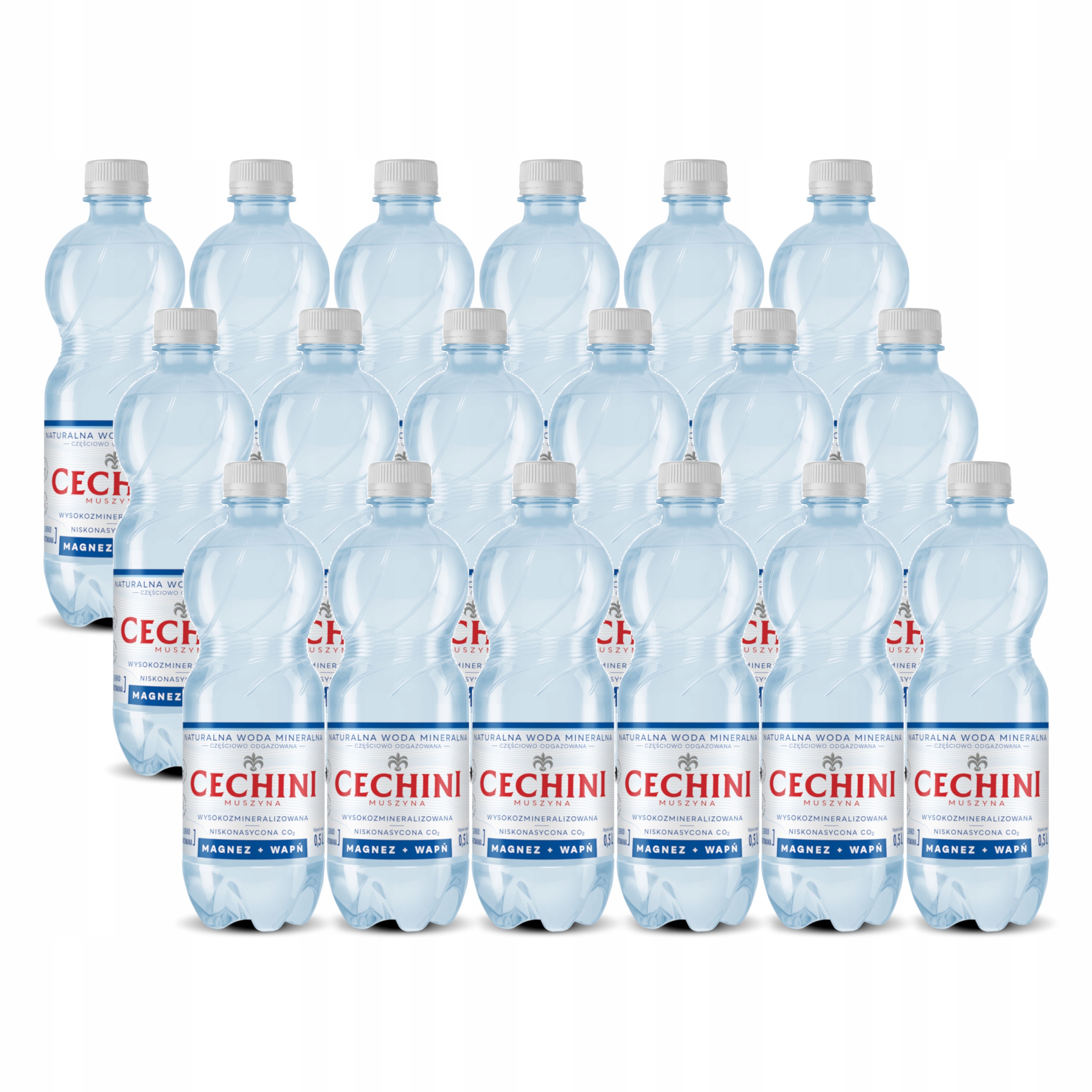 Levně 18x nízkonasycená voda Cechini Muszyna s vysokou mineralizací 0,5 l