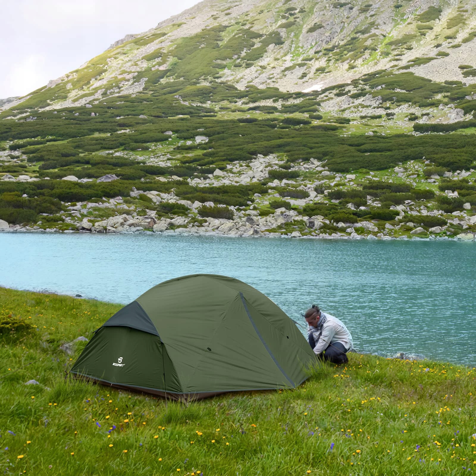 BESSPORT Namiot 3 Osobowy Camping Lekki Wodoodporny 4 Sezony Outdoor — miniatura 7