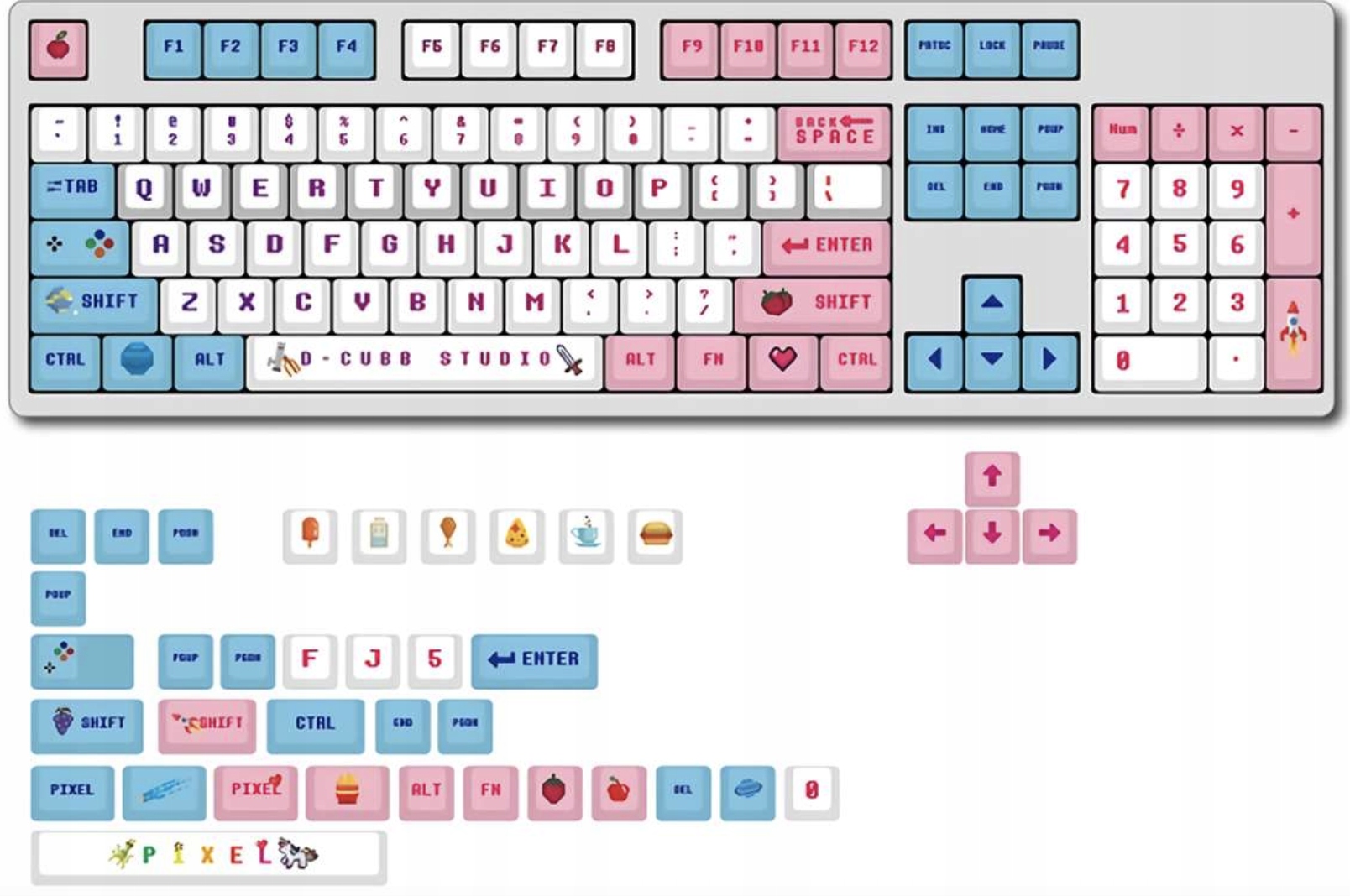 Keycaps Pbt Pixels Klawisze do Klawiatury mechanicznej Profile
